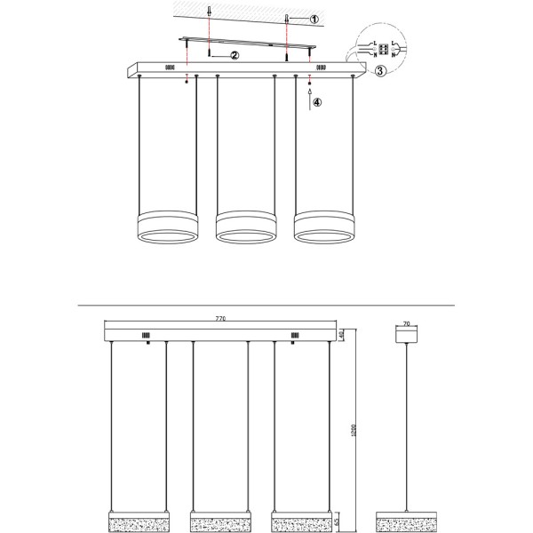 Подвесной светильник Reality 330203-30 Nicki Led 3x20W 4000K 960Lm IP20 Bl - фото №3