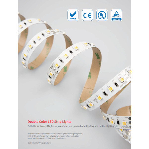 LED лента RISHANG 96-3528-24V-IP33 9W 2700K/6500K 5м (RD0096BC-B-MW) - фото №1