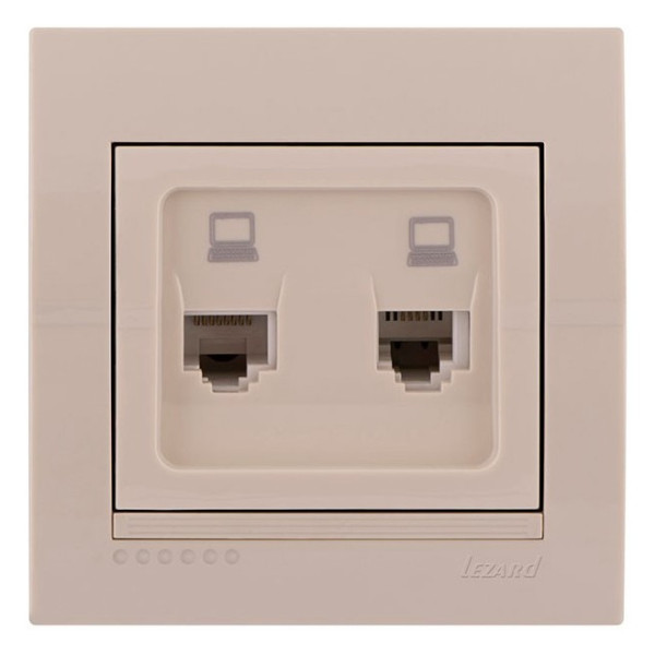 Розетка комп'ютер + телефон, кремова, Deriy, Lezard