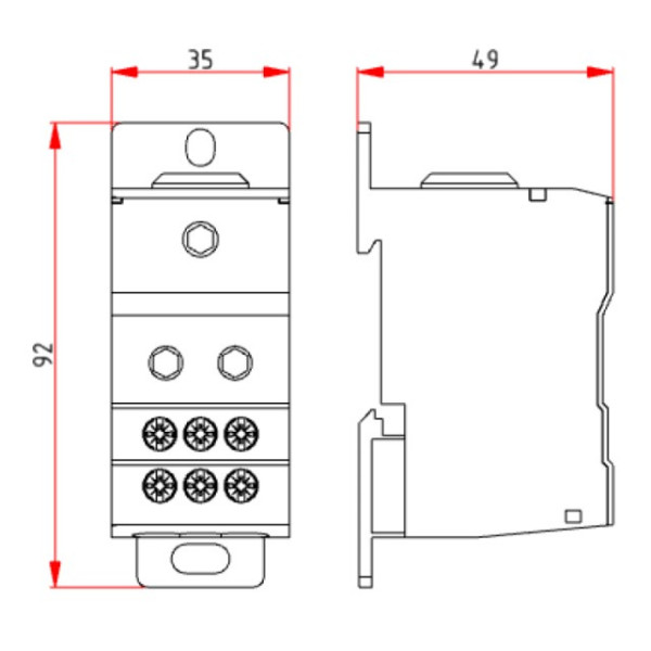 Блок відгалужувальних клем головної електричної лінії Schrack IKB01070 160А 1P (вхід 1×70мм² виходи 6×16мм²) - фото №1