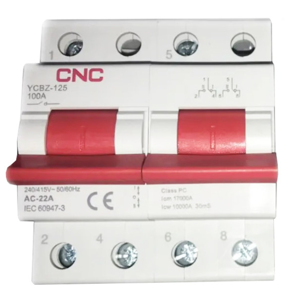 Модульный переключатель нагрузки CNC YCBZ-125 2P 100A 1-0-2 240/415В (Б00045973)