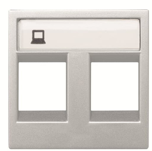 Двойная накладка коммуникационной розетки ABB Zenit N2218.2 PL 2М (серебро)