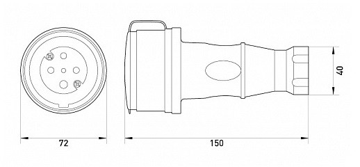 Силовой разъем на кабель E.Next e.socket.rubber.071.32 - фото №1