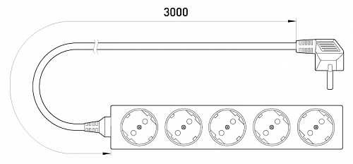 Подовжувач E.Next e.es.5.3.z.b 5 гнізд 3м з з/к (s042016) - фото №1