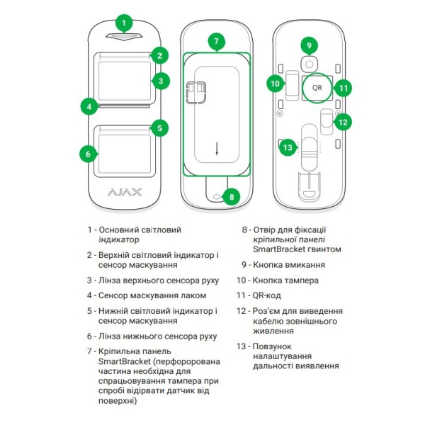 Бездротовий датчик виявлення руху Ajax 10641 Motion Protect Outdoor (білий) - фото №1