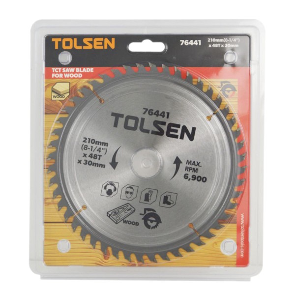 Пильный диск по дереву с ТВС напайками Tolsen (76441) 210х48Тх30мм - фото №1