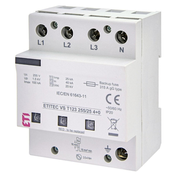 Ограничитель перенапряжения Eti ETITEC VS T123 255/25 4+0 (2442938)