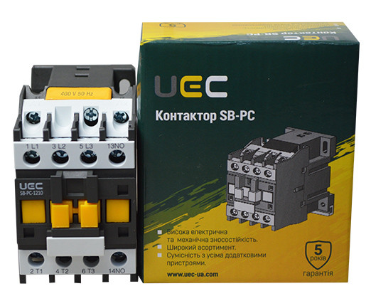 Контактор UEC SB-РC-012 12А 400В/АС3 1NO (PC1-SB-012-400-10) - фото №1