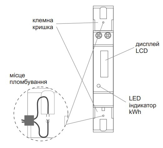 Однофазний електричний лічильник WZE-1, 45А - фото №3