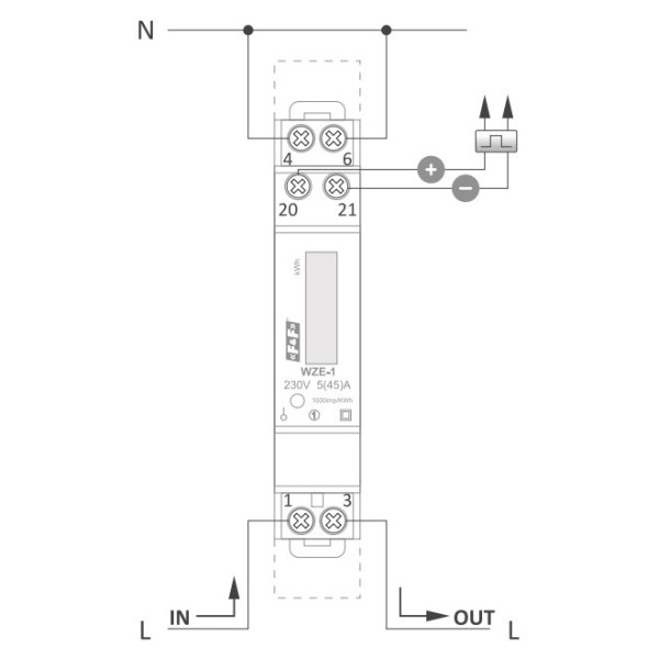 Однофазний електричний лічильник WZE-1, 45А - фото №7