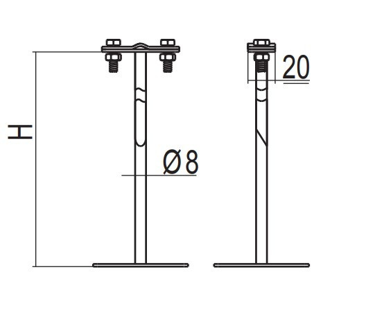 Специальный кровельный держатель токоотвода DKC ND2332ZC высотой 400мм - фото №2