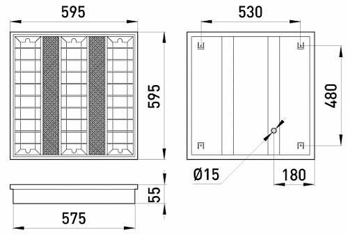 Растровий світильник E.Next e.lum.raster.flush.3.14.el Т5 3х14Вт (l001200) - фото №1