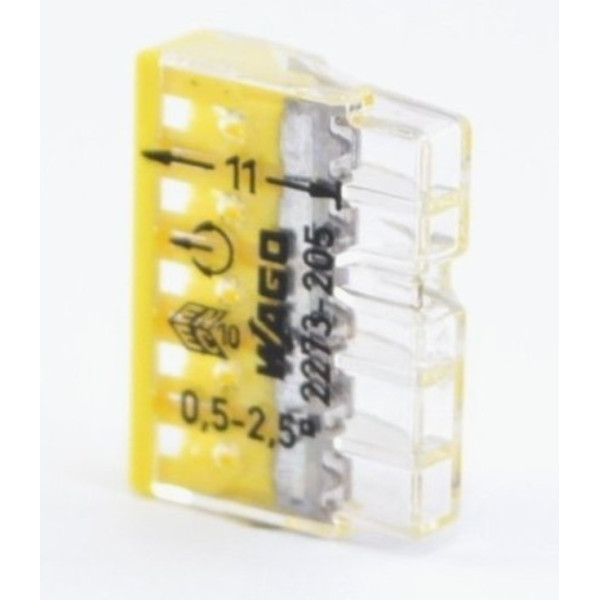 Клема на 5 дротів, 2273-245 (24А/0,5 - 2,5 mm2) WAGO з пастою - фото №1