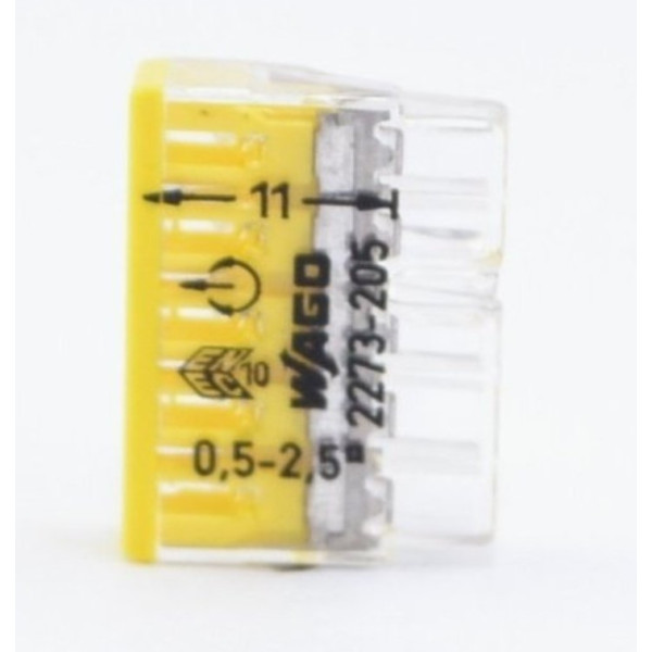 Клема на 5 дротів, 2273-245 (24А/0,5 - 2,5 mm2) WAGO з пастою - фото №3