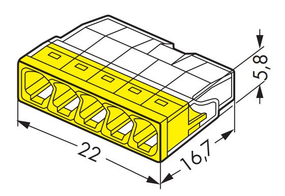 Клема на 5 дротів, 2273-245 (24А/0,5 - 2,5 mm2) WAGO з пастою - фото №4