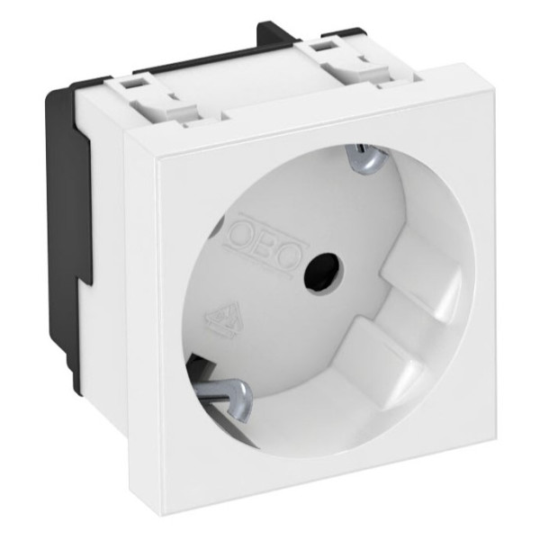 Розетка OBO Bettermann modul 45 з заземленням та шторками 250В 16A 33˚ червона (6120079)