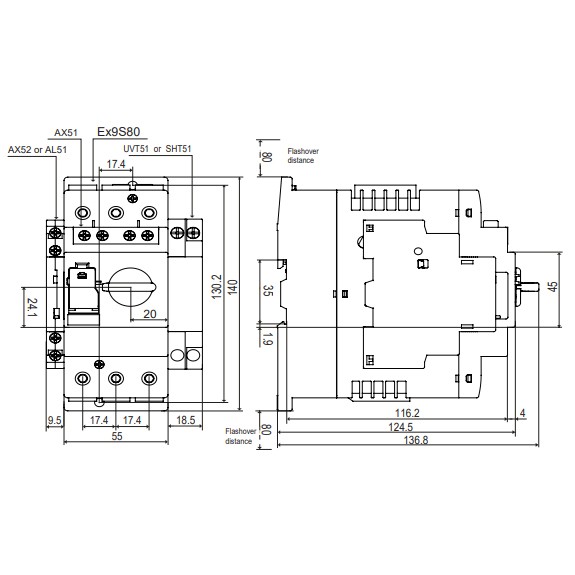Автомат захисту двигуна NOARK Ex9S80A 50A EU 38-50A А розчіплювач ТМ (113842) - фото №1