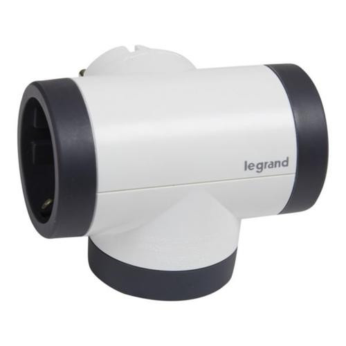 Поворотный блок «премиум» на 3 боковые розетки Legrand с USB A+C белый/черный - фото №3