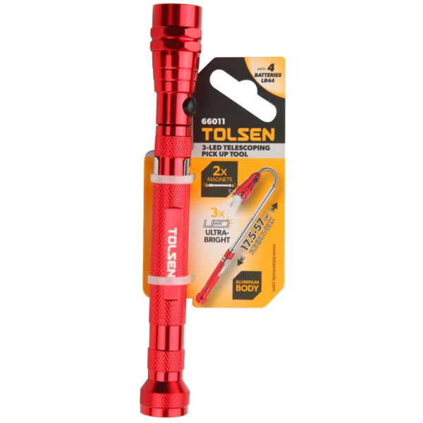 Телескопічний ліхтар із магнітами Tolsen (66011) 3-LED 170-570мм - фото №3