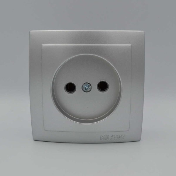 Розетка Nilson Themis срібло 1-на без заземлення ( 26131015 ) - фото №1