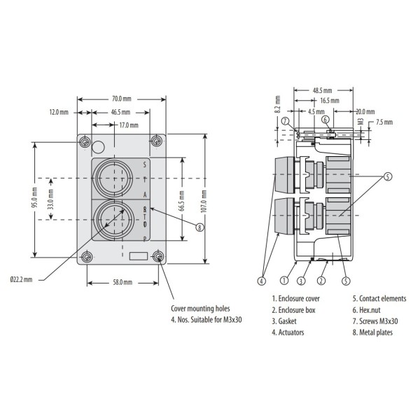 Кнопковий пост Eti ESB2-V4 Standart START/STOP зелена/червона (4771626) - фото №1