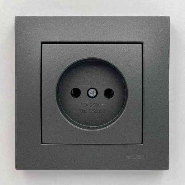 Розетка EL-BI VEGA антрацит матовый 1-я без заземления ( 510-016700-215 )