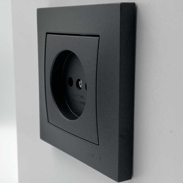 Розетка EL-BI VEGA антрацит матовый 1-я без заземления ( 510-016700-215 ) - фото №1