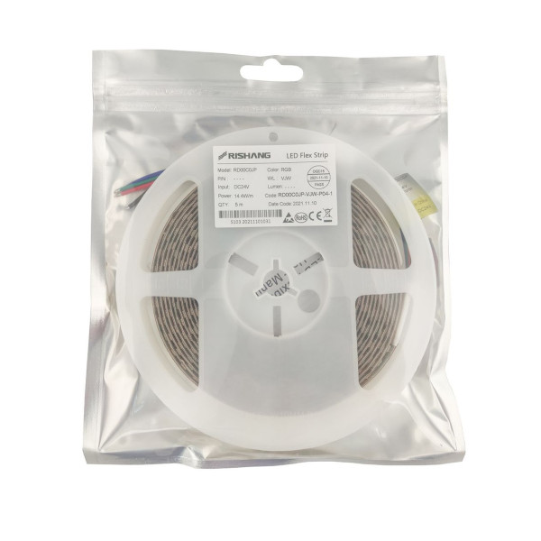 LED стрічка RISHANG 120-3838-24V-IP20 14.4W RGB 5м (RD00C0JP) - фото №1