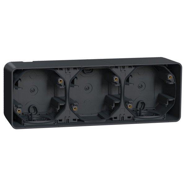 Накладний блок підрозетників на 3 місця Schneider Electric MUR37713 IP55 (антрацит)