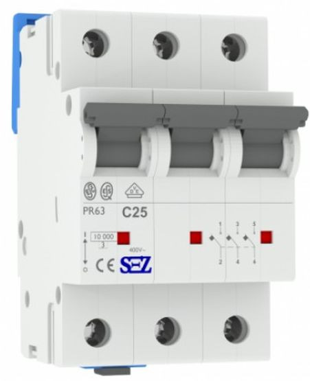 Трехполюсный автомат SEZ 63 C 25А 3P (PR63C25А)