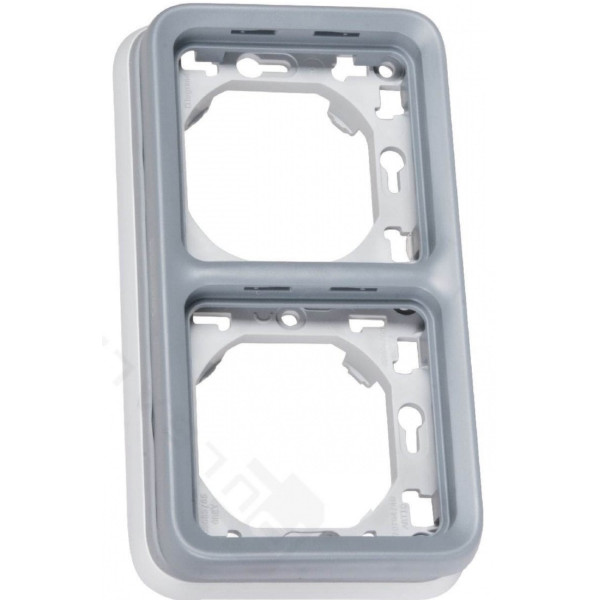 Рамка 2-местная вертикальная серая Legrand