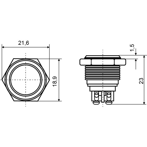 Металева кнопка Аско-Укрем TY 16-211A Scr 1NO (A0140010084) - фото №4