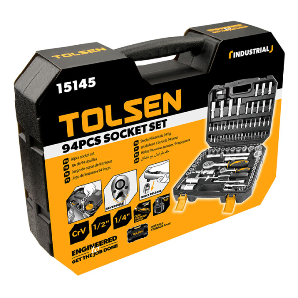 Комплект торцевых головок Tolsen Профи 1/2" и 1/4" 94 предмета (15145) - фото №2