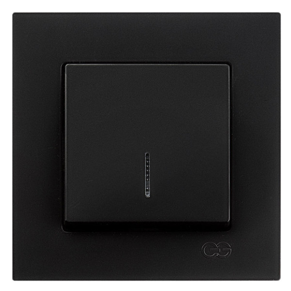 Вимикач 1-клавішний із підсвічуванням Gunsan Eqona чорний