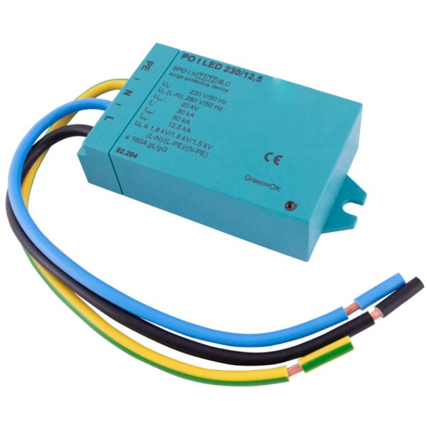 Устройство защиты от импульсных перенапряжений E.next 92.203 e.PO II LED 230V/30kA для LED освещения - фото №1