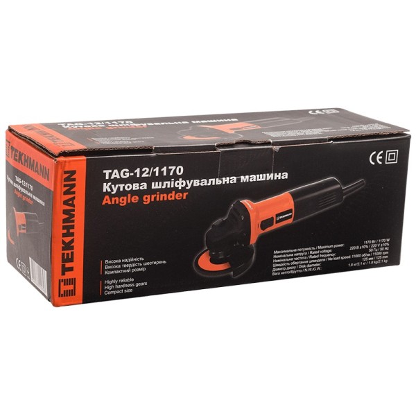 Кутова шліфувальна машина Tekhmann (845239) TAG-12/1170 - фото №7