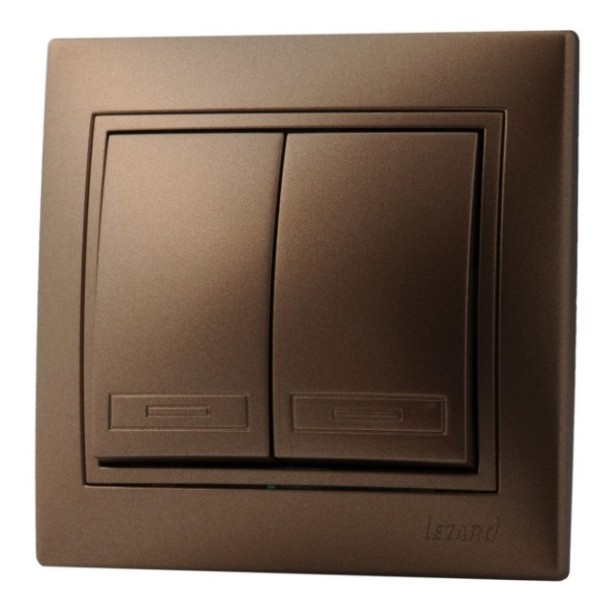 Вимикач 2-кл. світло-коричневий Mira, Lezard