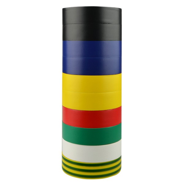 Набор изолент №3 Аско-Укрем 0,13x19мм/20м 10шт 2 черные+2 синие+2 жовті+1 красная+1 зеленая+1 белая+1 желто-зеленая (A0150020023) - фото №1