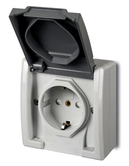 Одномісна розетка Elektro-Plast Aquant 1244-10 (сіра) - фото №1