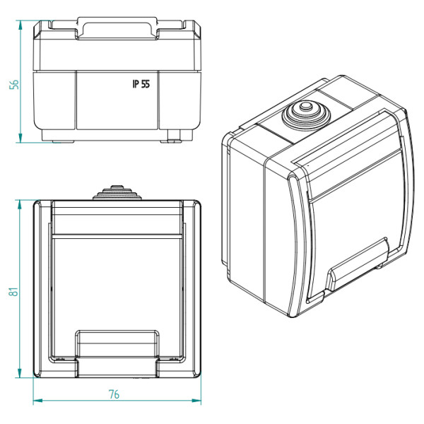 Одномісна розетка Elektro-Plast Aquant 1244-10 (сіра) - фото №2
