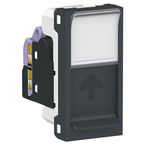 Одинарна комп'ютерна розетка Schneider Electric NU341654 RJ45 cat.6 STP з полем для напису 1М (антрацит)