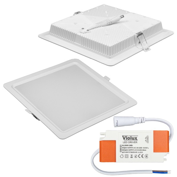 Світильник LED даунлайт Violux ALUMIN 24W 4200K квадрат IP20 ( 121290 ) - фото №5