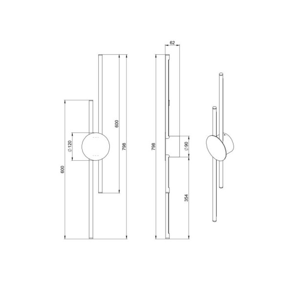 Бра, настінний світильник Pikart 34730-11 LINE 3 LED 2x10W 3000K IP20 - фото №3