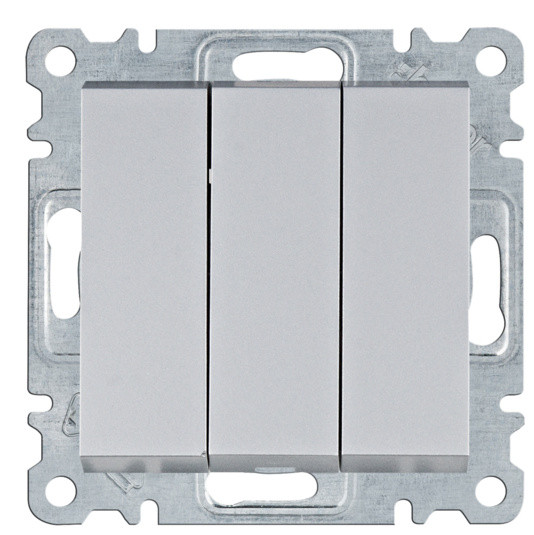 Трехклавишный выключатель Hager WL0072 Lumina 10АХ/230В (серебристый)