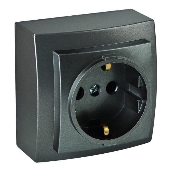 Розетка Nilson Themis антрацит 1-на з заземленням ( 26161017 )