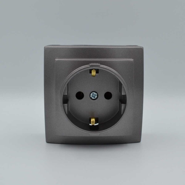 Розетка Nilson Themis антрацит 1-на з заземленням ( 26161017 ) - фото №1