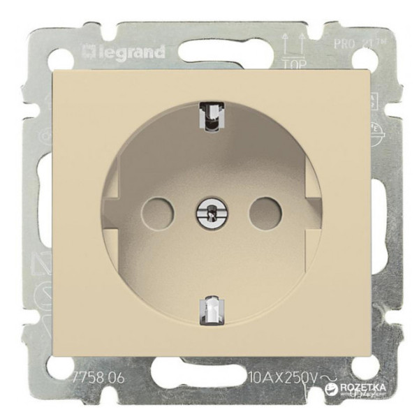 Механизм розетки с з/к и шторками Valena слоновая кость