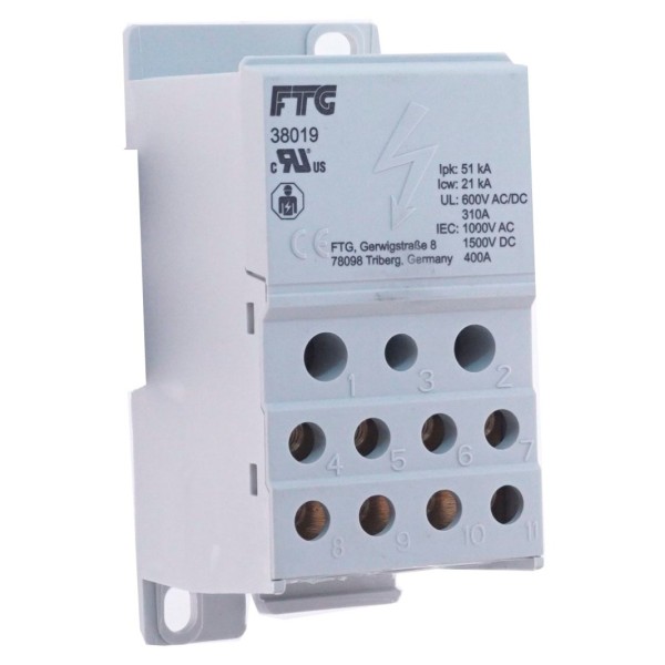 Розподільний блок FTG (вхід:95-185 мм², виходи:2x2,5-35мм², 5x2,5-16мм², 4x2,5-10мм²) - фото №2