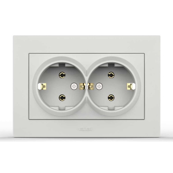 Розетка EL-BI VEGA белый мат 2-я с заземлением ( 510-016200-907 / 230-907 )