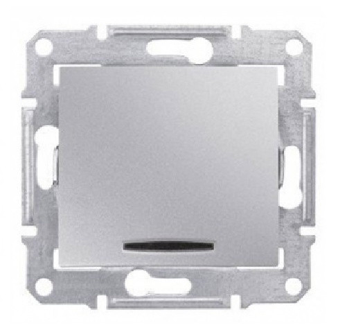 Выключатель 1-клавишный алюмиинй Sedna